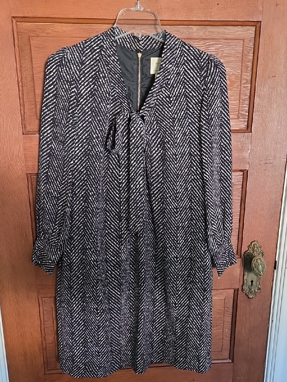 Kate Spade herringbone tie-neck shift dress XS (Fits XS-S)